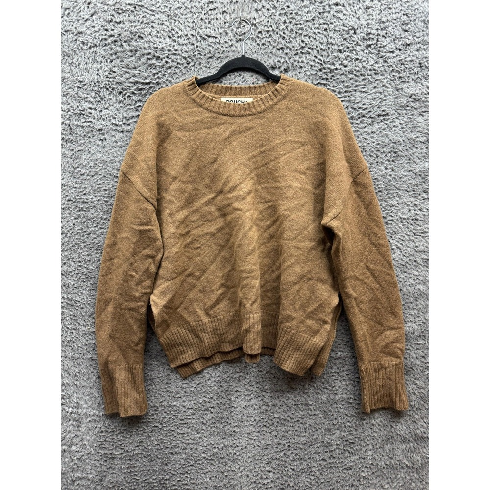 Roucha 100% Wool Knitted Crewneck Pullover Trace Sweater Brown Womens Size L/XL